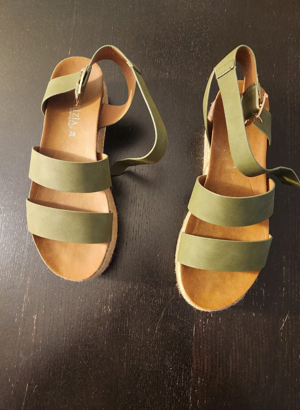 Patrizia Olive Green Strappy Espadrille Platform Sandals
